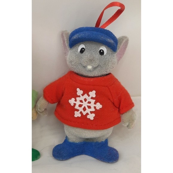 Vintage Disney Bernard & Miss Bianca Flocked Christmas Tree Ornaments Rescuers - Picture 7 of 11